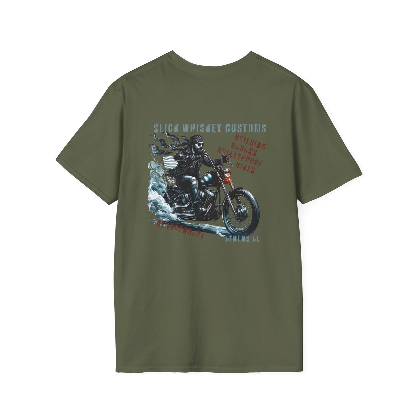 SWC Collection- Legendary Custom Motorcycle Graphic T-Shirt, Unisex Softstyle Tee, Vintage Biker Shirt, Ideal for Riders, Gift for Motorcycle Lovers, Casual Wear