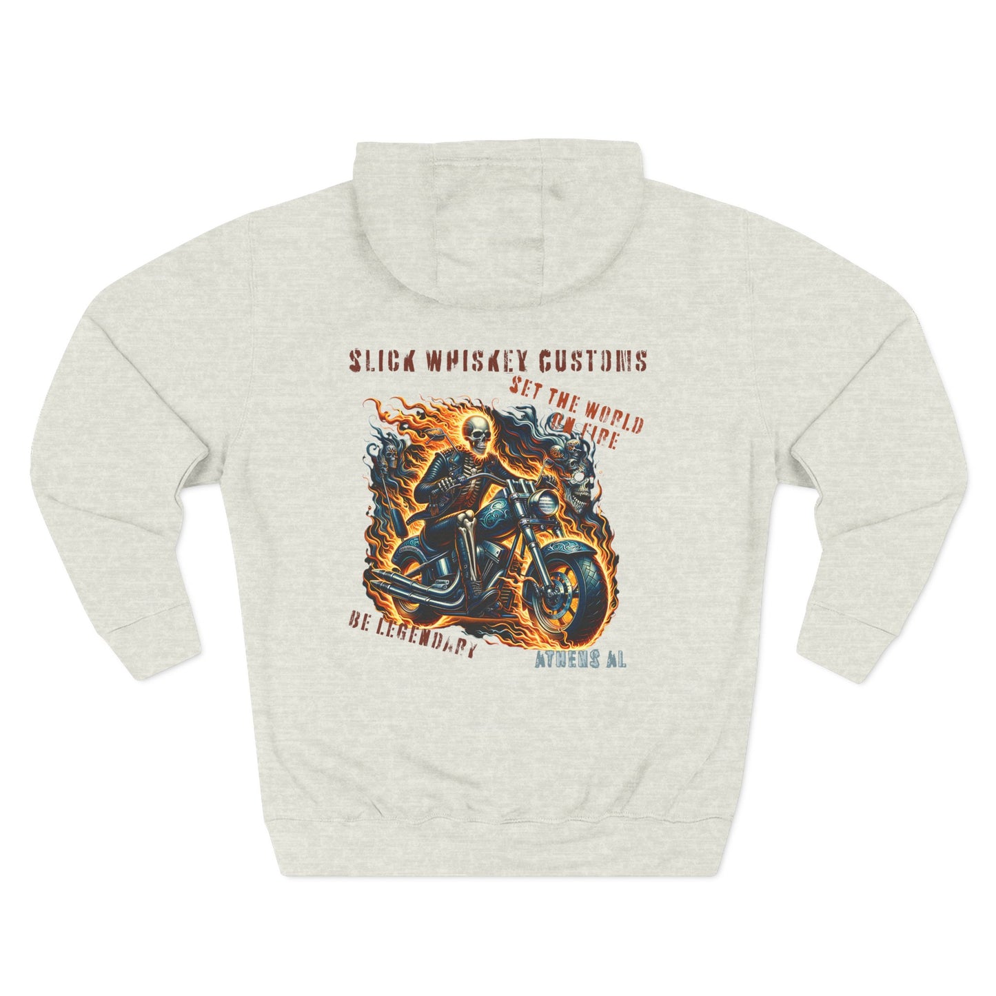 SWC Collection-hoodie skeleton flames motorcycle set the world on fire Custom Graphic Fleece Hoodie, Cozy Motorcycle Sweatshirt, Sleek Biker Apparel, Unique Winter Gift, Streetwear for Him/Her