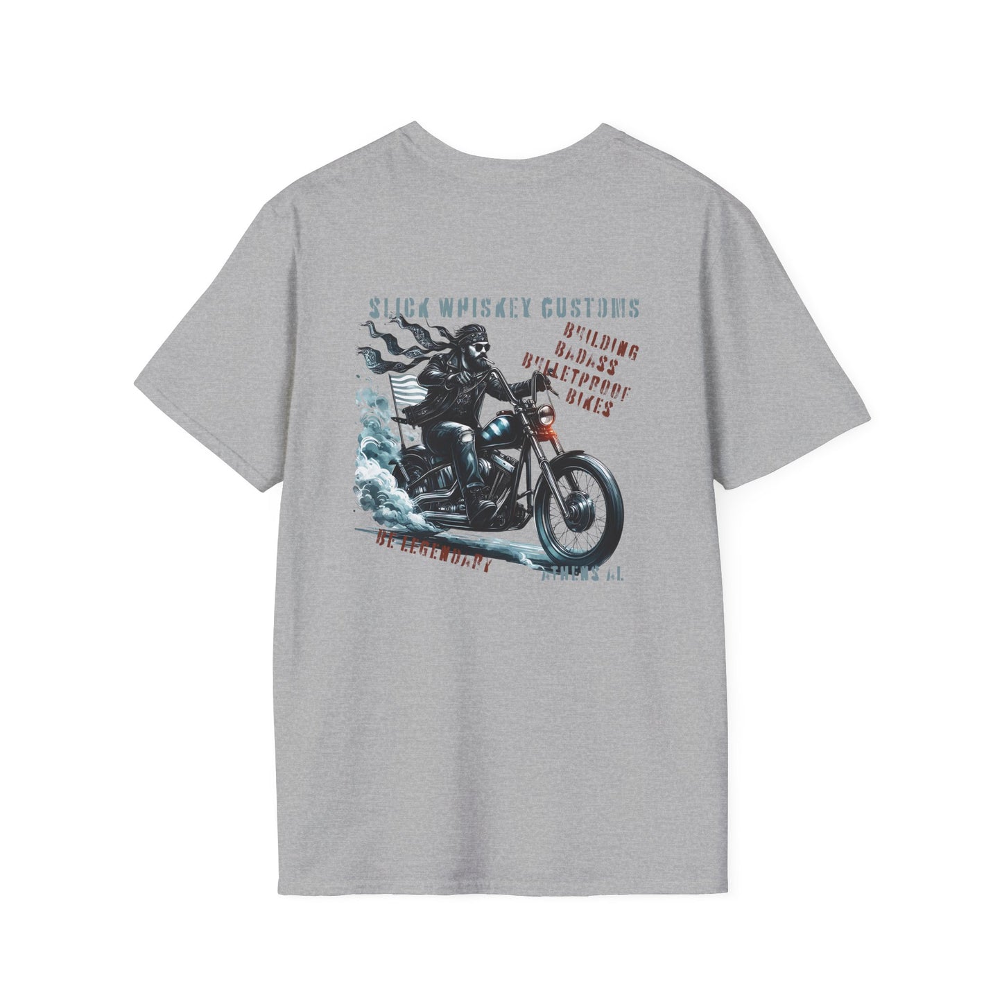 SWC Collection- Legendary Custom Motorcycle Graphic T-Shirt, Unisex Softstyle Tee, Vintage Biker Shirt, Ideal for Riders, Gift for Motorcycle Lovers, Casual Wear