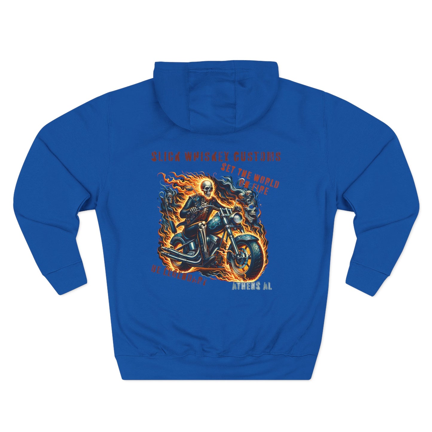 SWC Collection-hoodie skeleton flames motorcycle set the world on fire Custom Graphic Fleece Hoodie, Cozy Motorcycle Sweatshirt, Sleek Biker Apparel, Unique Winter Gift, Streetwear for Him/Her