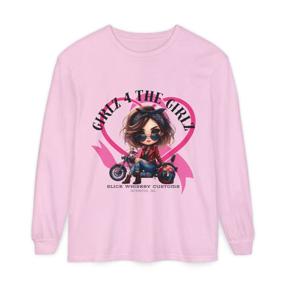 SWC Collection-Long Sleeved T-shirt Girl Power Bike Enthusiast Long Sleeve Tee | Unisex Garment-dyed T-Shirt for Riders, Casual Wear, Gifts, Birthday, Biker Events