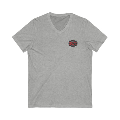SWC Collection- Peace Out Biker Chic V-Neck Tee | Unisex Graphic Tee, Motorcycle Apparel, Gift for Her, Casual Wear, Trendy T-Shirt