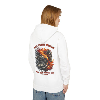 SWC Collection- Motorhead Custom Motorcycle Sweatshirt, Unisex Hoodie, Biker Gear, Lightweight Hooded Top, Skull and Flames Design, Gift for Riders