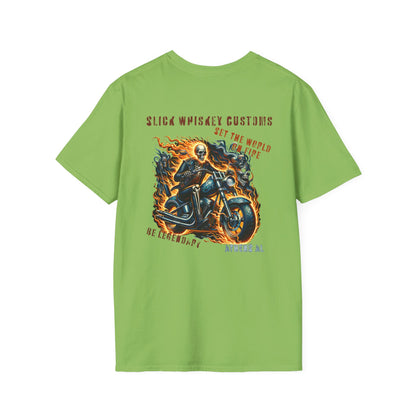 SWC Collection-Be legendary series-set the world on fire-Motorcycle Graphic T-Shirt, Biker Tee, Custom Art Shirt, Unique Gift, Unisex Casual Wear