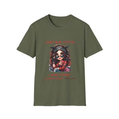 SWC Collection- Girl Attitude & Purpose T-Shirt, Funny Graphic Tee, Unique Gift for Her, Statement Shirt, Casual Everyday Wear