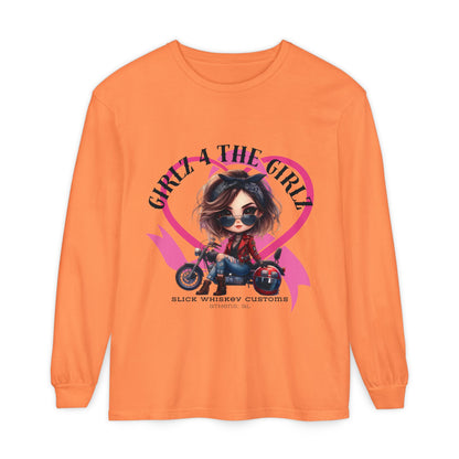 SWC Collection-Long Sleeved T-shirt Girl Power Bike Enthusiast Long Sleeve Tee | Unisex Garment-dyed T-Shirt for Riders, Casual Wear, Gifts, Birthday, Biker Events
