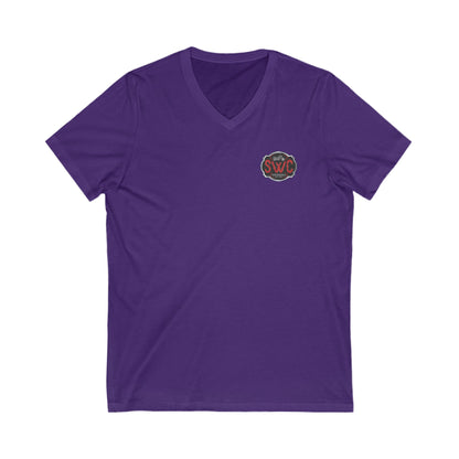 SWC Collection- Peace Out Biker Chic V-Neck Tee | Unisex Graphic Tee, Motorcycle Apparel, Gift for Her, Casual Wear, Trendy T-Shirt