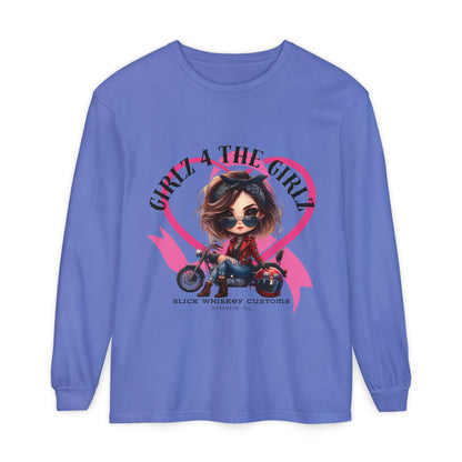 SWC Collection-Long Sleeved T-shirt Girl Power Bike Enthusiast Long Sleeve Tee | Unisex Garment-dyed T-Shirt for Riders, Casual Wear, Gifts, Birthday, Biker Events