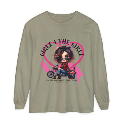 SWC Collection-Long Sleeved T-shirt Girl Power Bike Enthusiast Long Sleeve Tee | Unisex Garment-dyed T-Shirt for Riders, Casual Wear, Gifts, Birthday, Biker Events