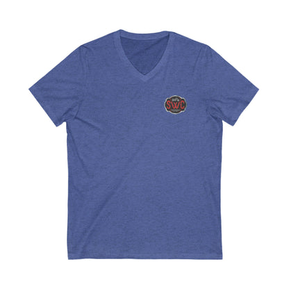 SWC Collection- Peace Out Biker Chic V-Neck Tee | Unisex Graphic Tee, Motorcycle Apparel, Gift for Her, Casual Wear, Trendy T-Shirt