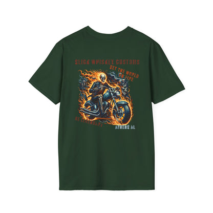 SWC Collection-Be legendary series-set the world on fire-Motorcycle Graphic T-Shirt, Biker Tee, Custom Art Shirt, Unique Gift, Unisex Casual Wear