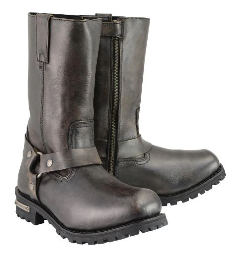 MBM9005 Men's Brown Leather Classis 11" Square Toe Harness Motorcycle Boots Milwaukee Leather